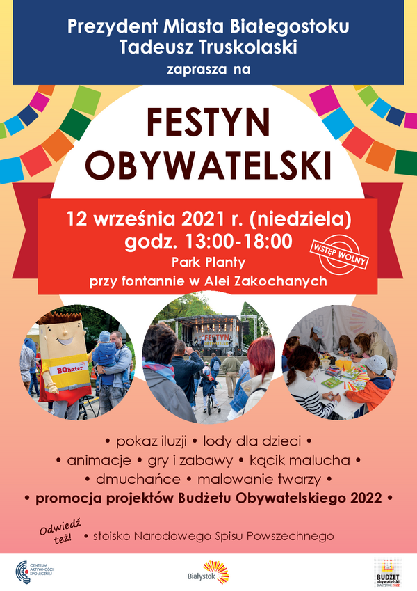 Plakat zachęcający do udziału w Festynie Obywatelskim