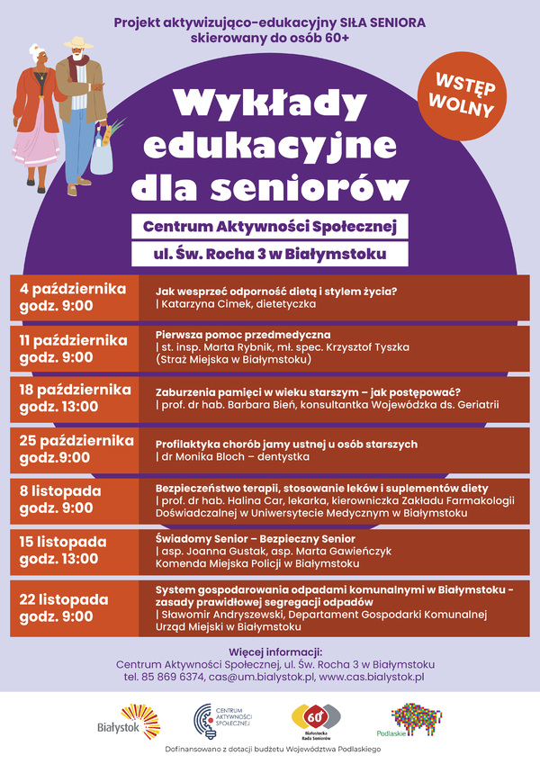 Plakat informacyjny Siła Seniora Wykłady edukacyjne