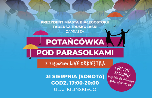 Grafika informująca o potańcówce i festynie