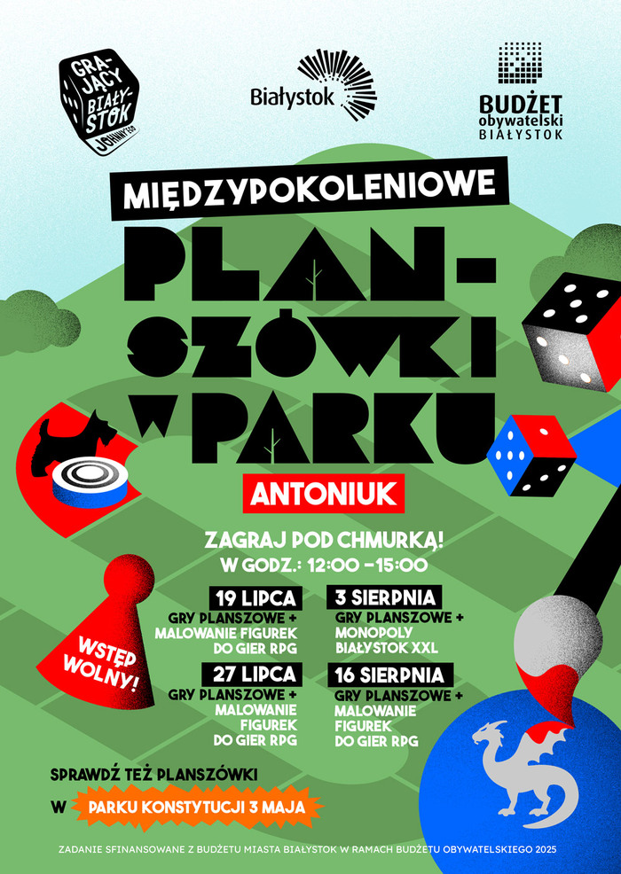 Grafika informacyjna zawierająca daty spotkań w parku Konstytucji 3 Maja
