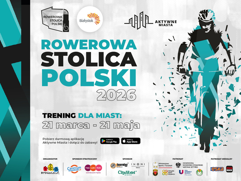 Grafika promująca trening w rywalizacji Rowerowa Stolica Polski.